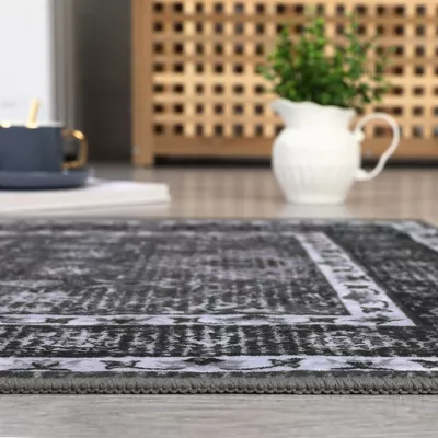 Moroccan Trellis Area Rug Vintage Floral Distressed Rug - 8'x10' - Image 3