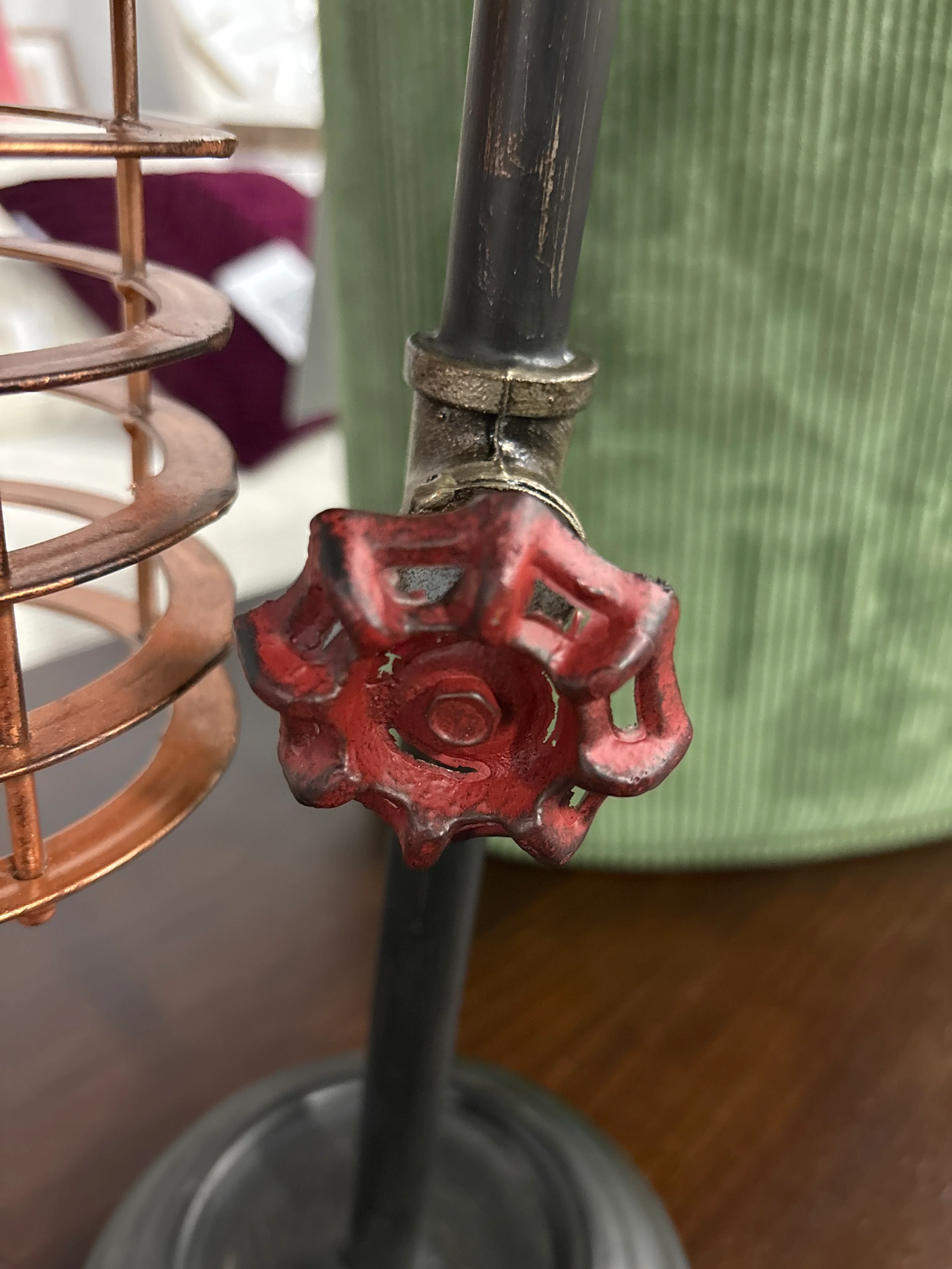Mosche Industrial Metal Table Lamp with Caged Shade and Valve Accent SHOWROOM ITEM - Image 5