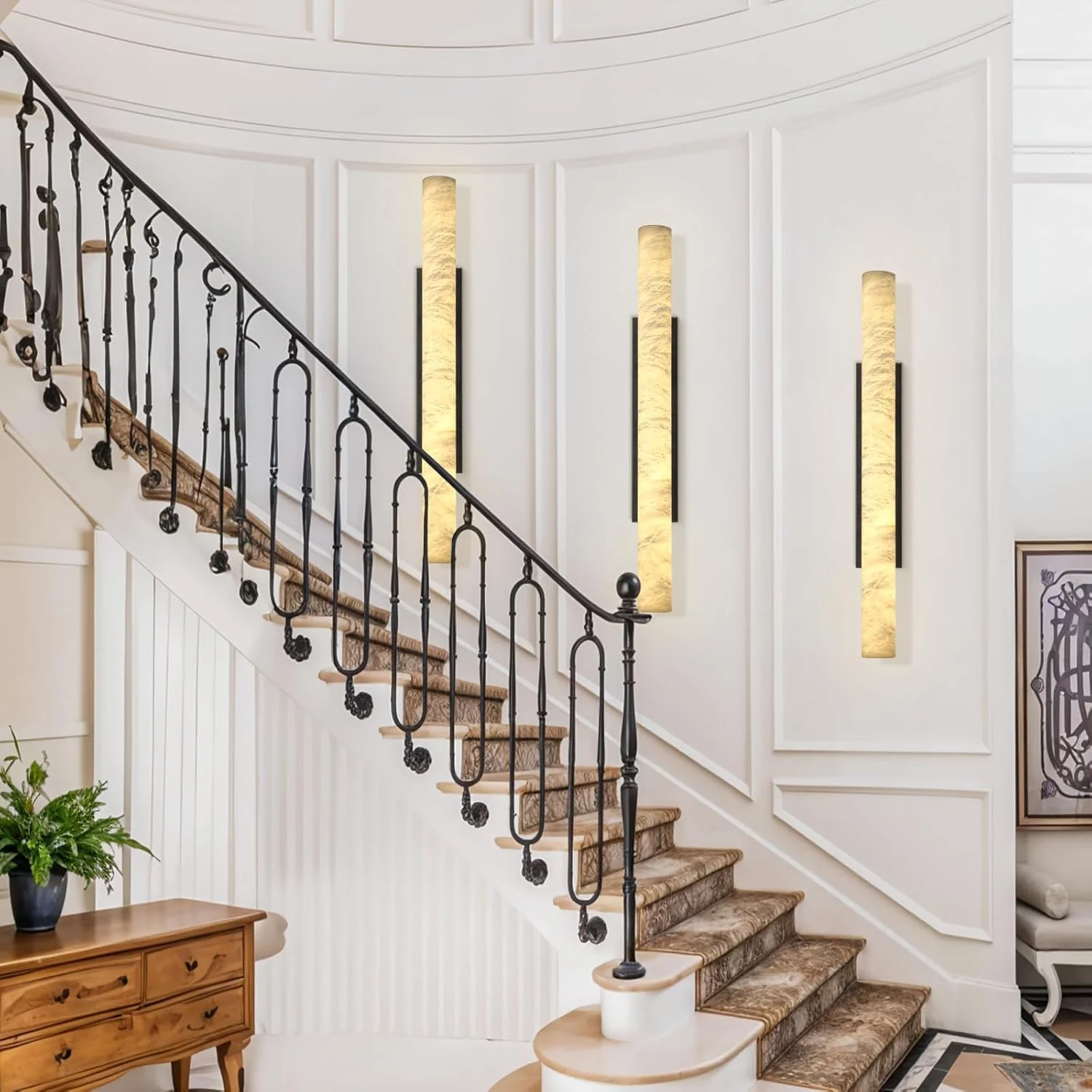 Natural Alabaster Wall Sconces, Black - Image 4