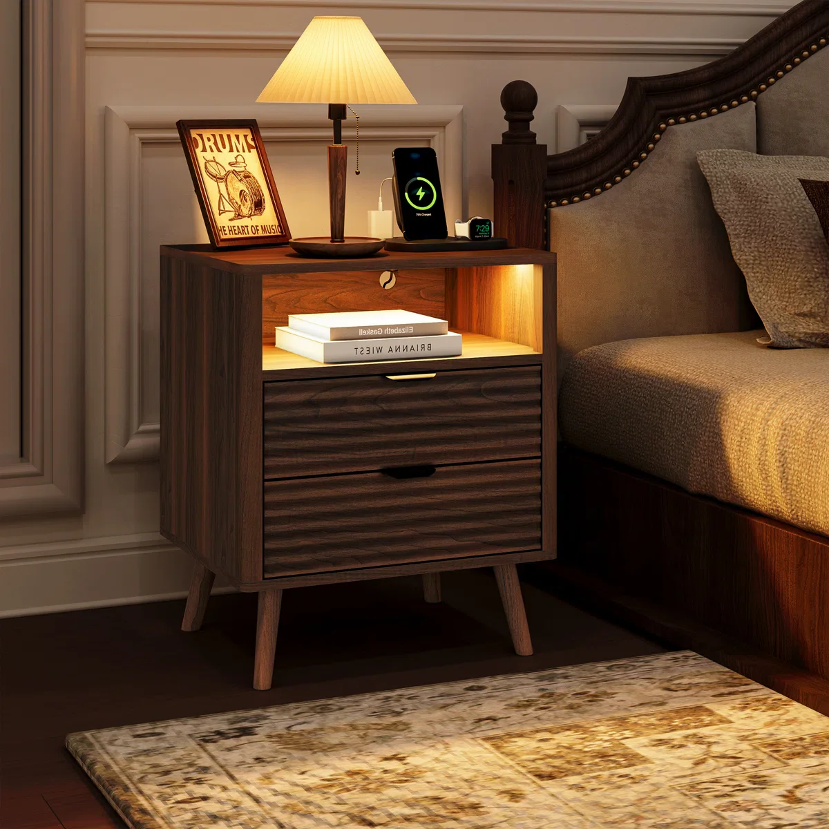 Nightstand With 2 Drawers & Open Shelf - Image 3