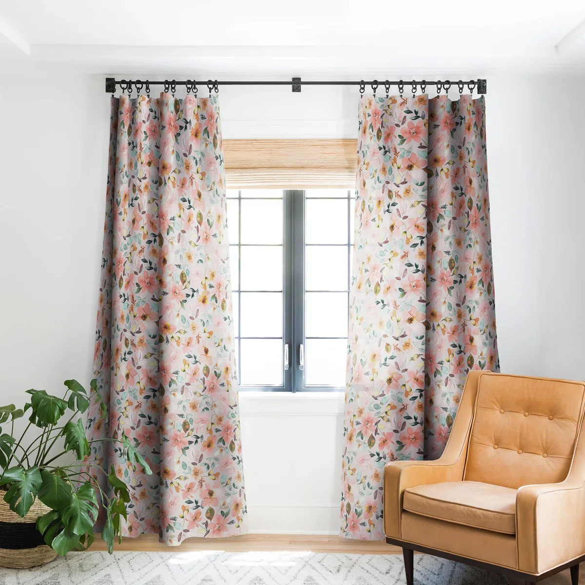 Ninola Design Serenity Flowers Pink Romance 1pc Blackout Window Curtain Panel - Image 2
