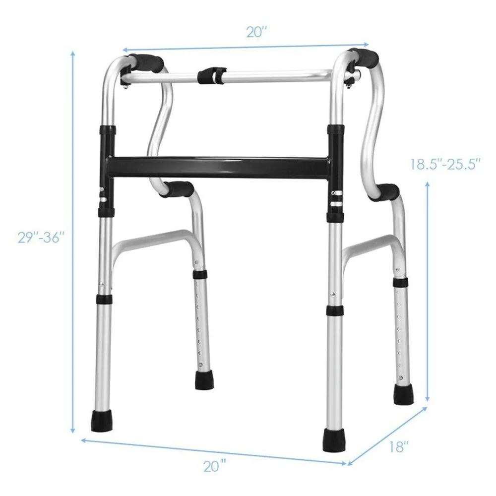 One-Button Folding Aluminum Walking Frame Walker, for Seniors with Seat - Image 3