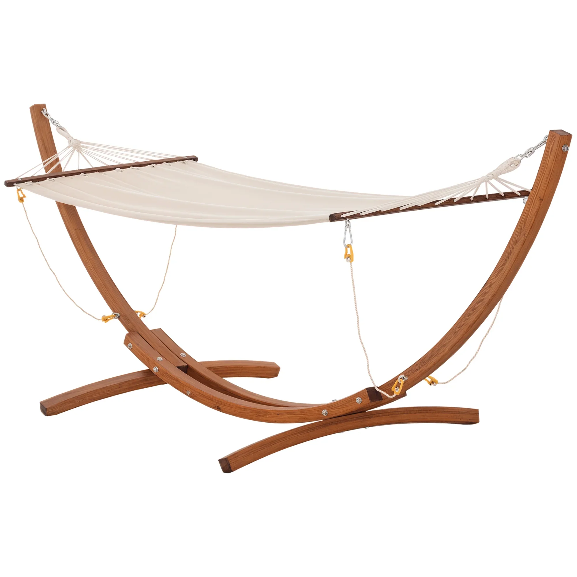 Outdoor Hammock with Stand, Heavy Duty Wooden Frame, White