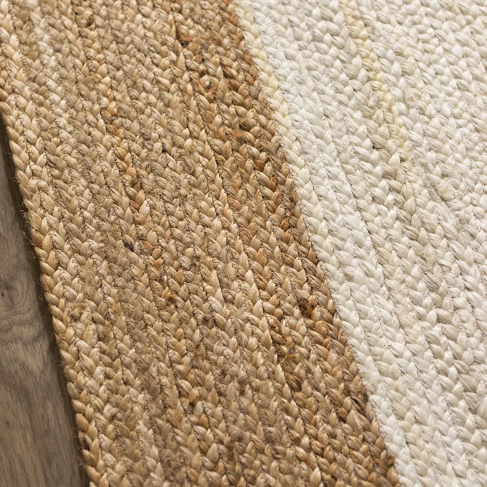 Palermo Casual Bordered Power Loom Jute Off White Rug 2'6"X6', - Image 5