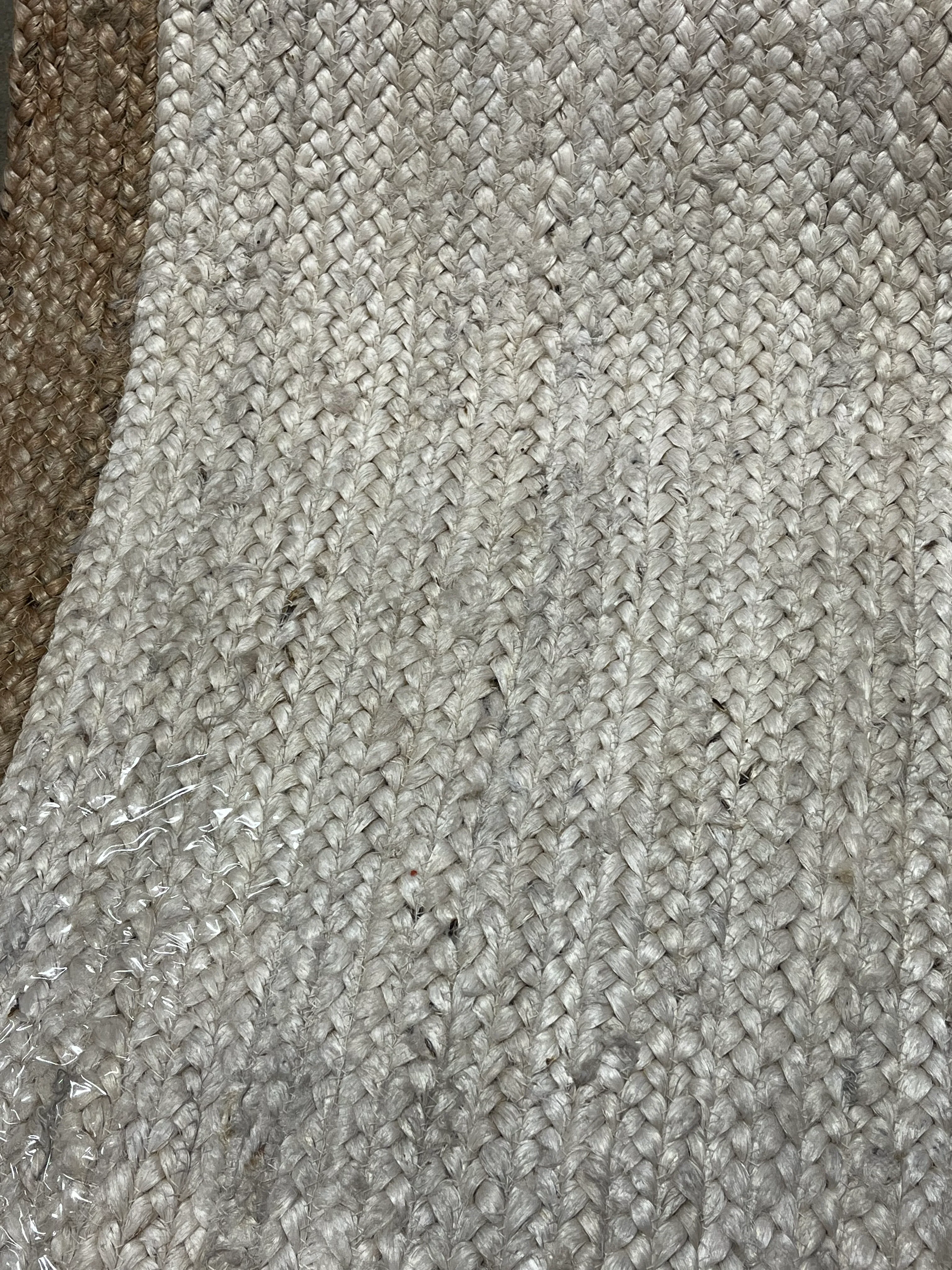 Palermo Casual Bordered Power Loom Jute Off White Rug 2'6"X6', - Image 6