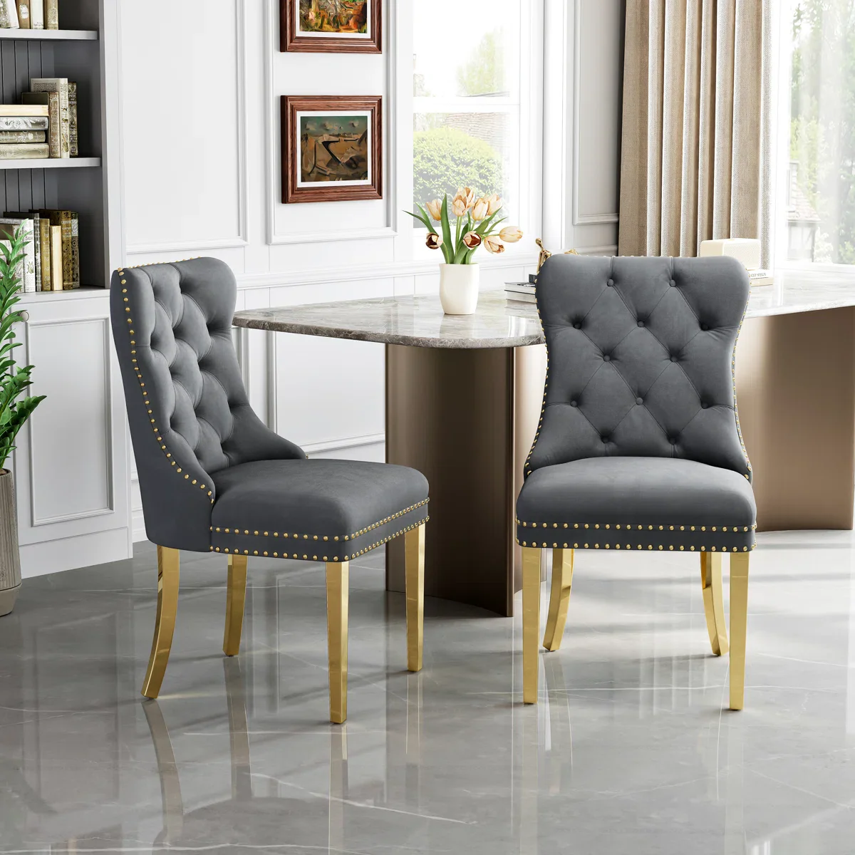 PamelaTufted Velvet Upholstered Side Chair (Set of 2) - Image 2