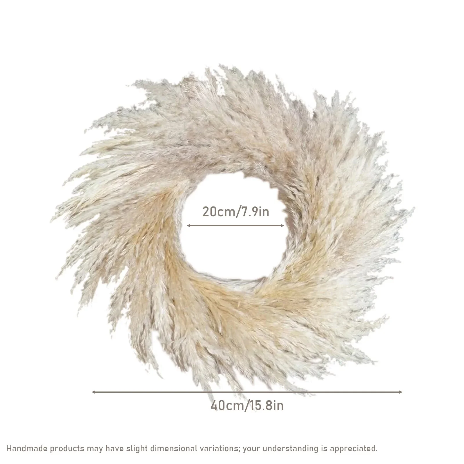 Pampas Grass Wreath Dried Natural Fluffy - Image 2
