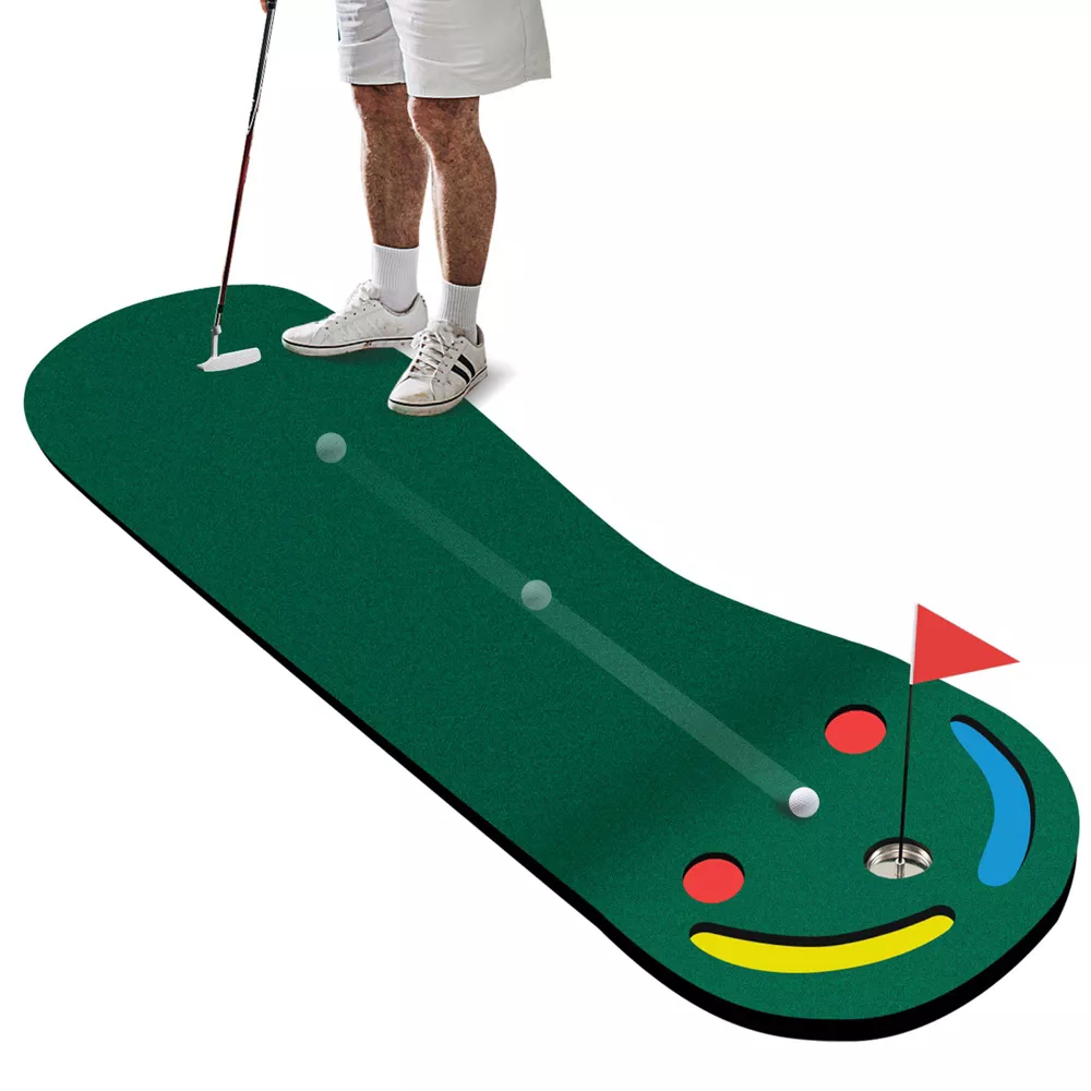 Par 3 Holes Golf Putting Green Mat Set for Indoor & Outdoor Practice