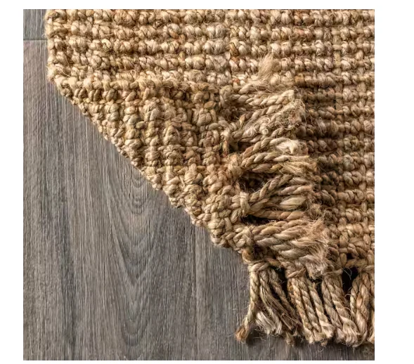 Pata Hand Woven Chunky Jute with Fringe Natural 6 ft. x 9 ft. Area Rug - Image 2