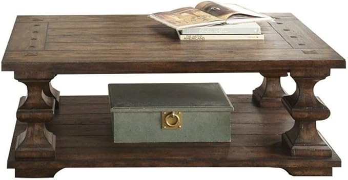 Pemberly Row Traditional Wood Cocktail Table in Brown-SHOWROOM ITEM