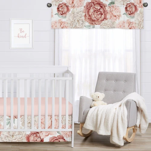 Peony Floral Garden Pink and Ivory Collection Window Valance - Image 4
