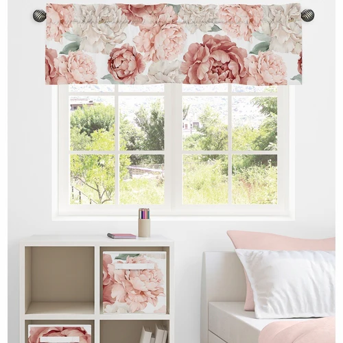 Peony Floral Garden Pink and Ivory Collection Window Valance - Image 5