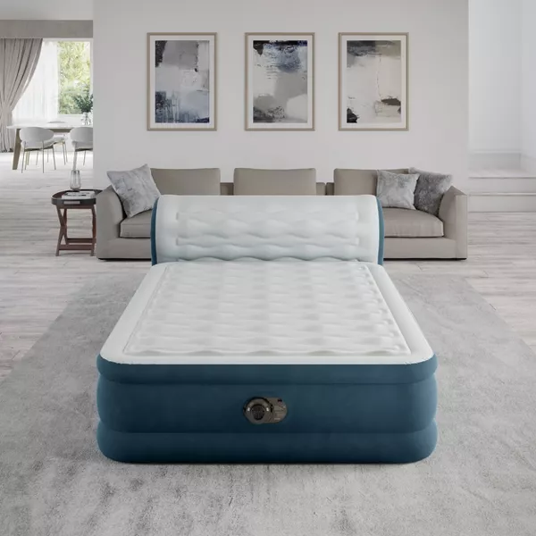 Pillow Top Air Mattress with Electric Pump and Headboard - Queen Size, - Image 2
