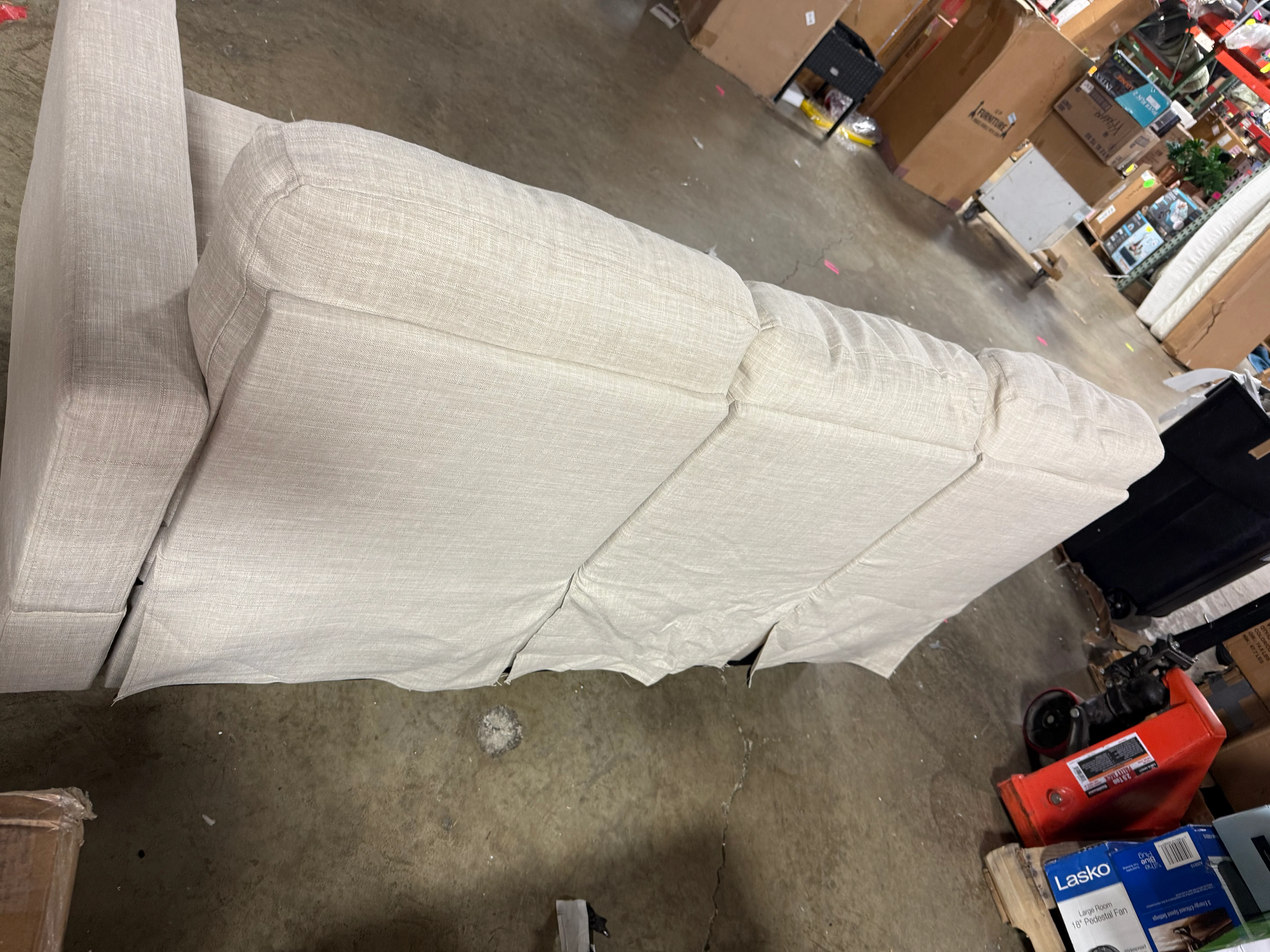 *Polyester Fabric Partial Sofa, Beige - Image 6