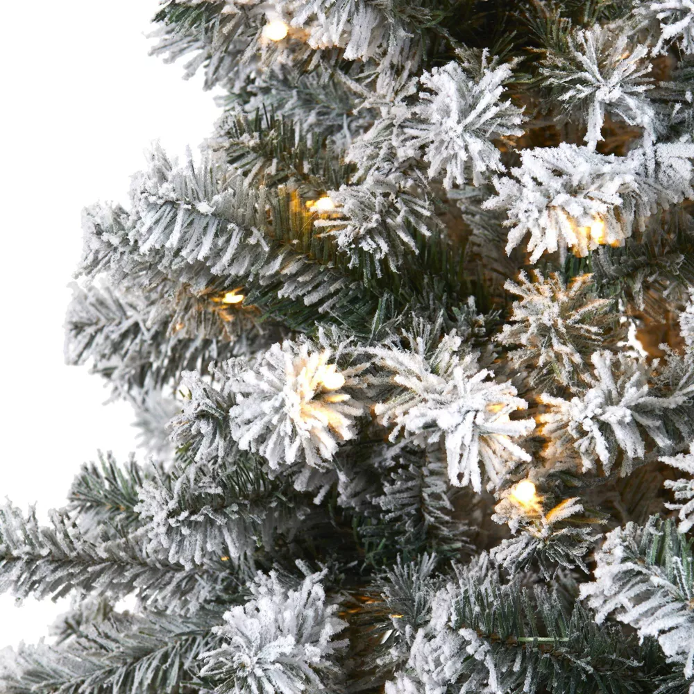 Pre-Lit LED Flocked Rock Springs Spruce Artificial Christmas Tree Clear Lights - Image 5