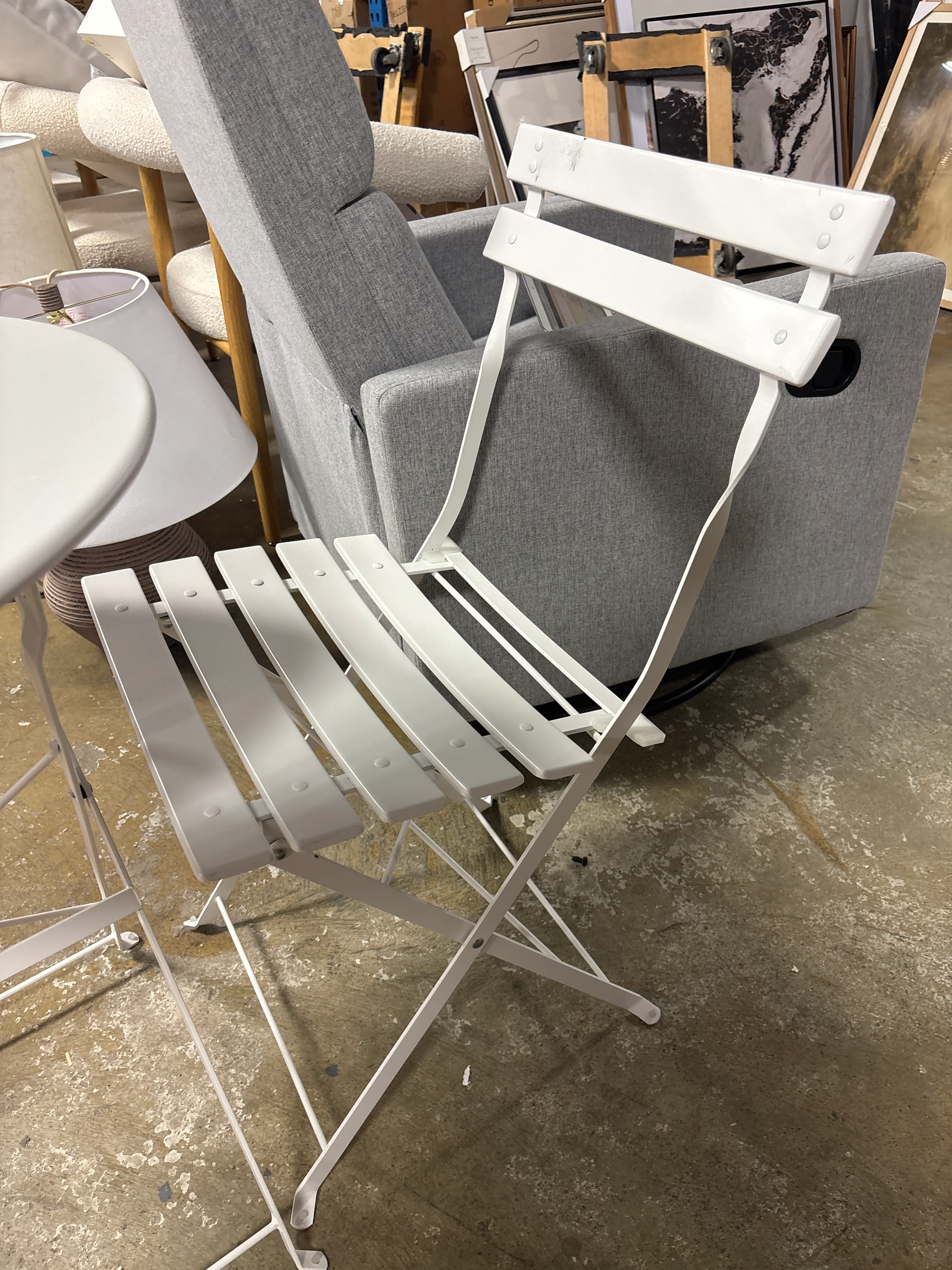Premium Steel Frame Patio Bistro Set - White SHOWROOM ITEM - Image 4