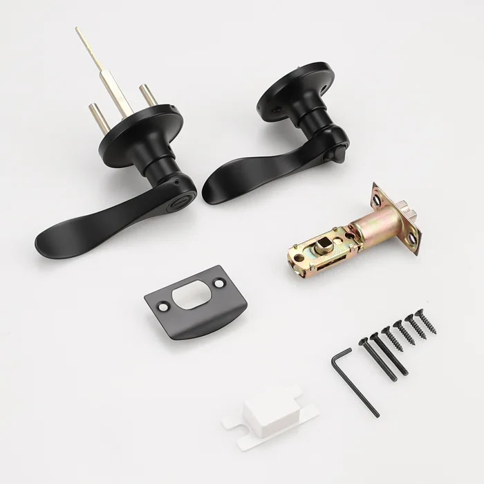 Privacy Door Lever with Round Rosette Keyless Lock - Set of 3 - Image 4