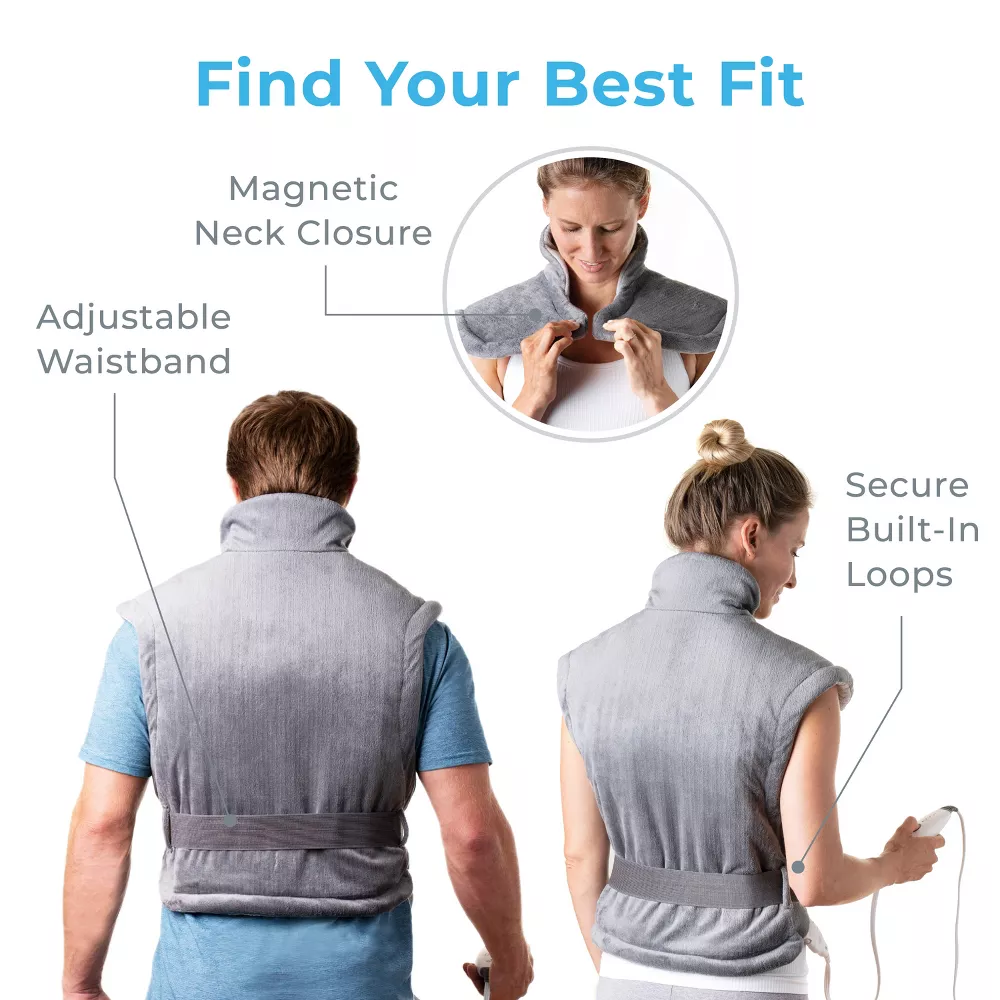 PureRelief XL Extra-Long Back and Neck Heating Pad - Gray - Image 3