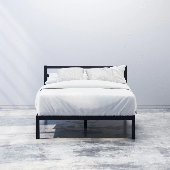 Mia Metal Platform Bed Frame with Headboard Queen - Image 2