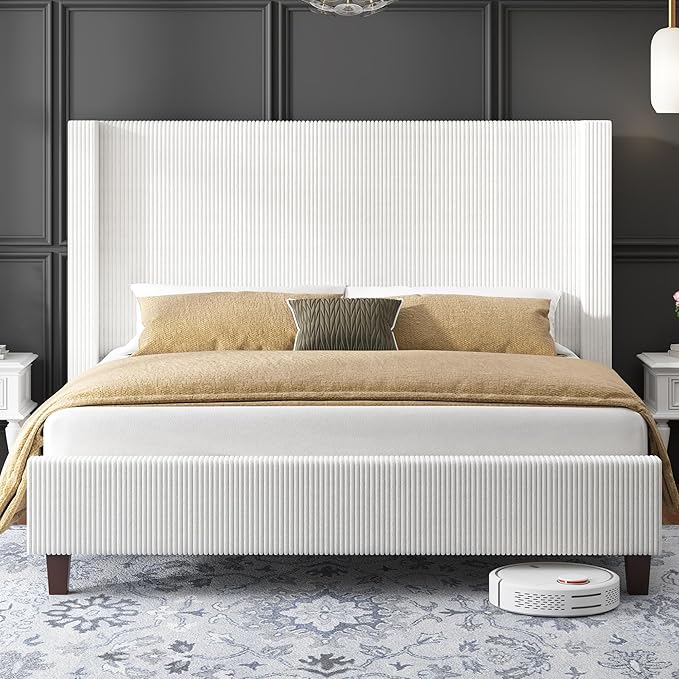 Queen Bed Frame with Wingback Headboard - Image 4