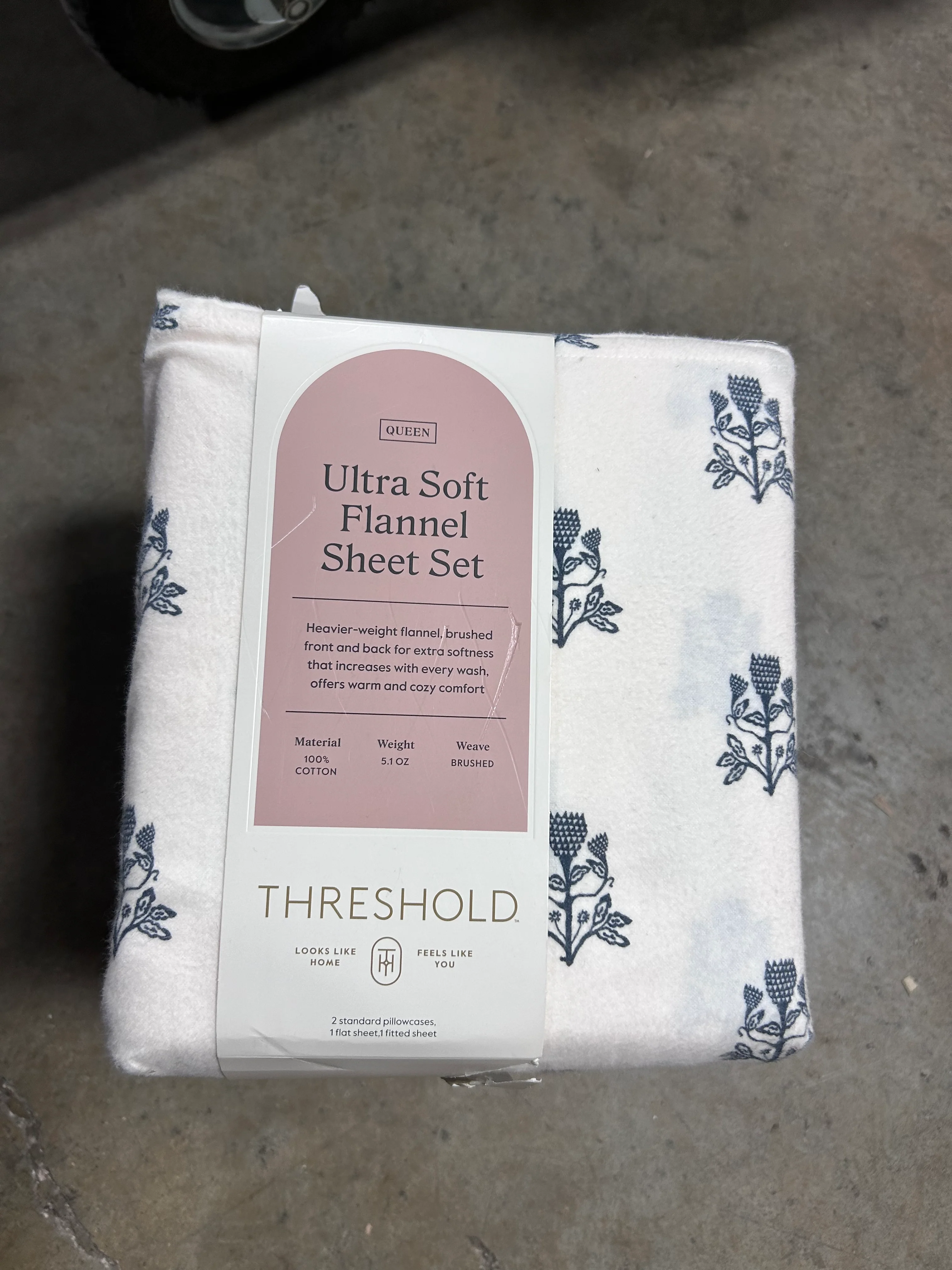 Queen Ultra Soft Flannel Sheet Set Blue Woodblock - Image 5