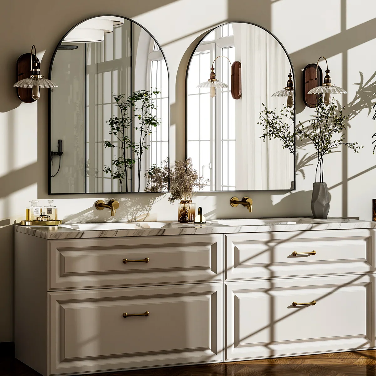 Rasto Aluminum Framed Arched Wall Mounted Bathroom Vanity Mirror - Image 2
