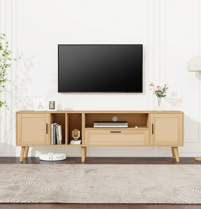 Rattan TV Stand for TVs up to 80''
