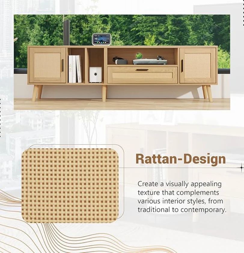 Rattan TV Stand for TVs up to 80'' - Image 3
