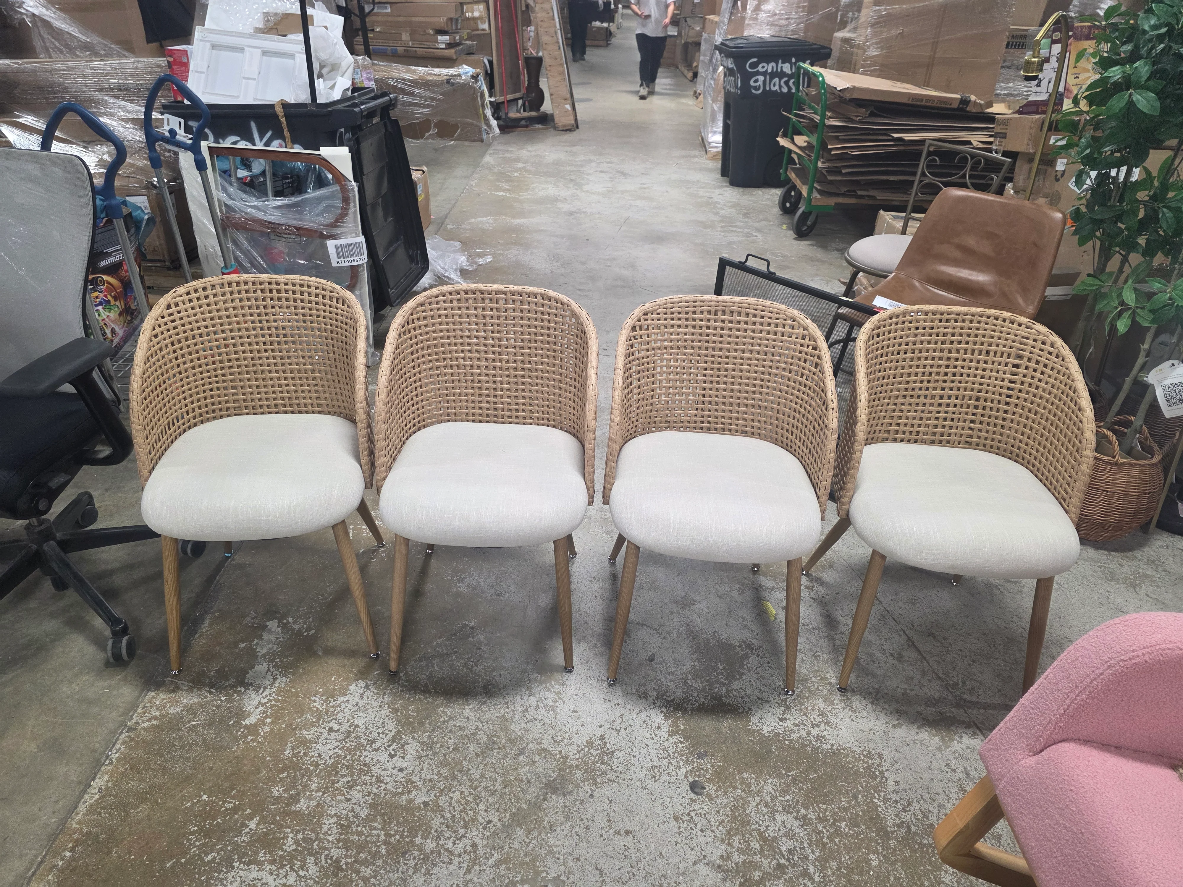 Rattan Upholstered Side Chair (Set of 4) - SHOWROOM ITEM  - Image 2