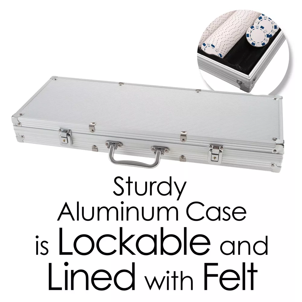 Recreational Poker Set With 500 Chips, 2 Decks, and Aluminum Case - Image 2