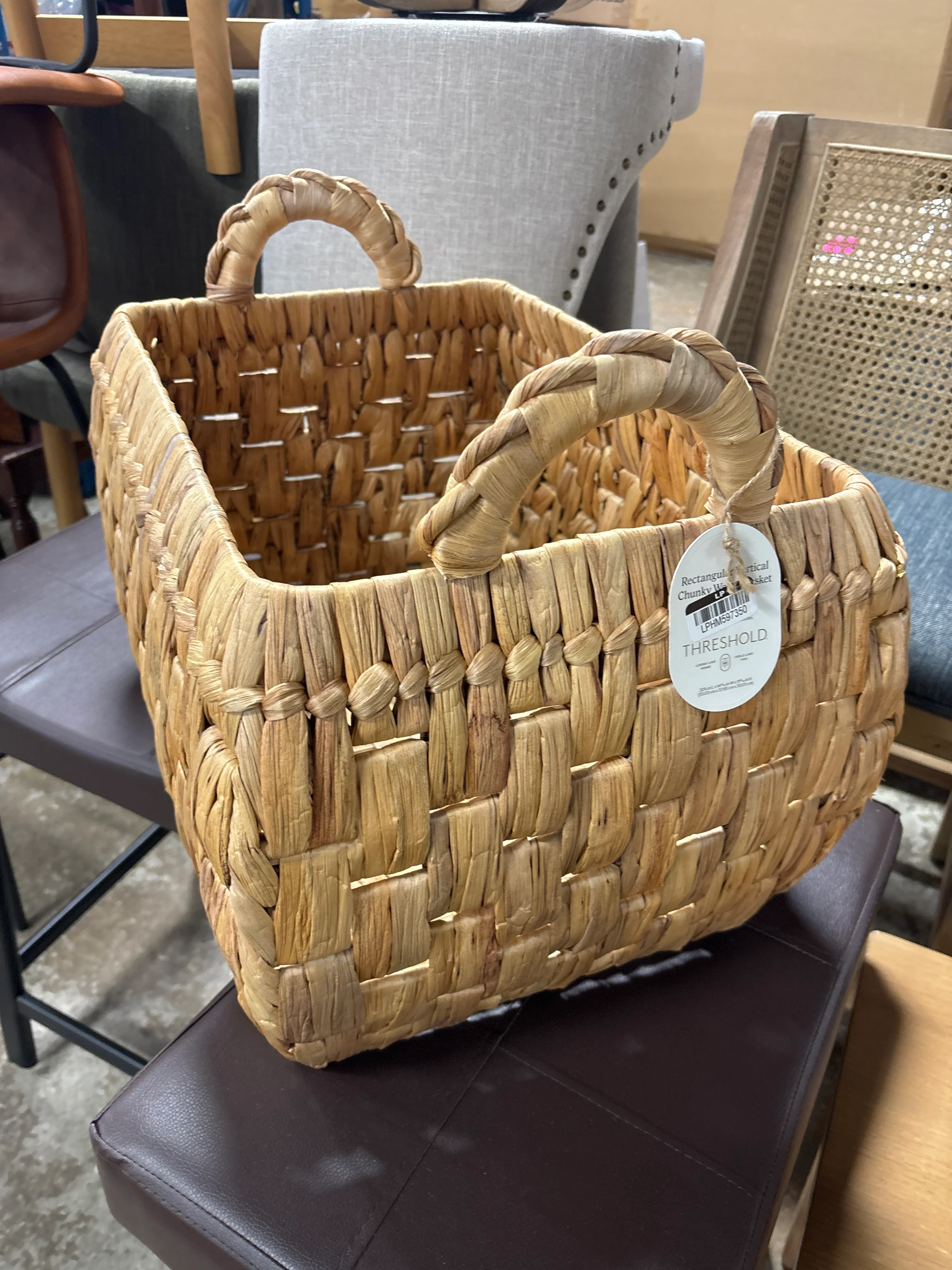 Rectangular Vertical Chunky Weave Basket SHOWROOM ITEM - Image 2