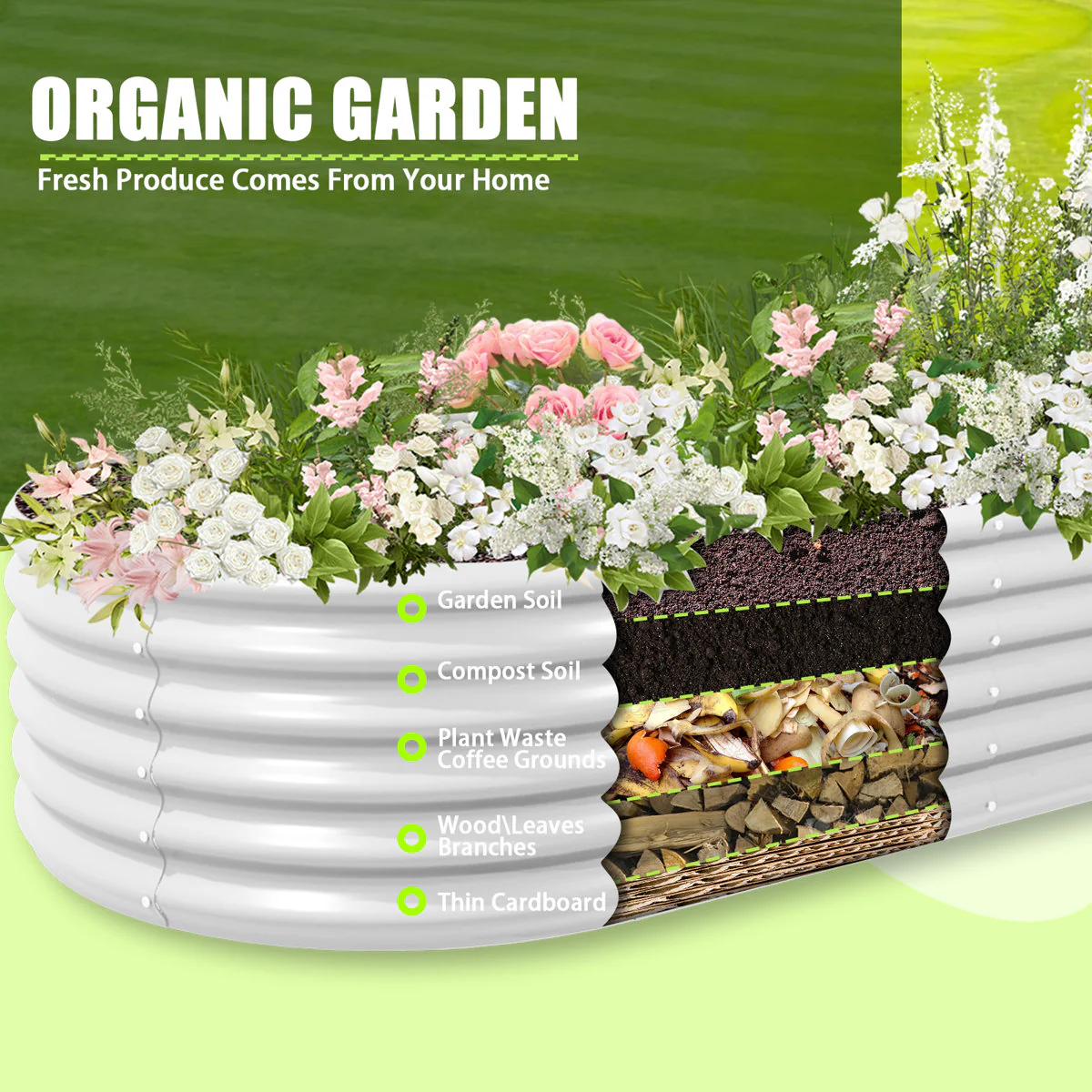 Reetha Galvanized Raised Garden Bed（Antique White） - Image 5