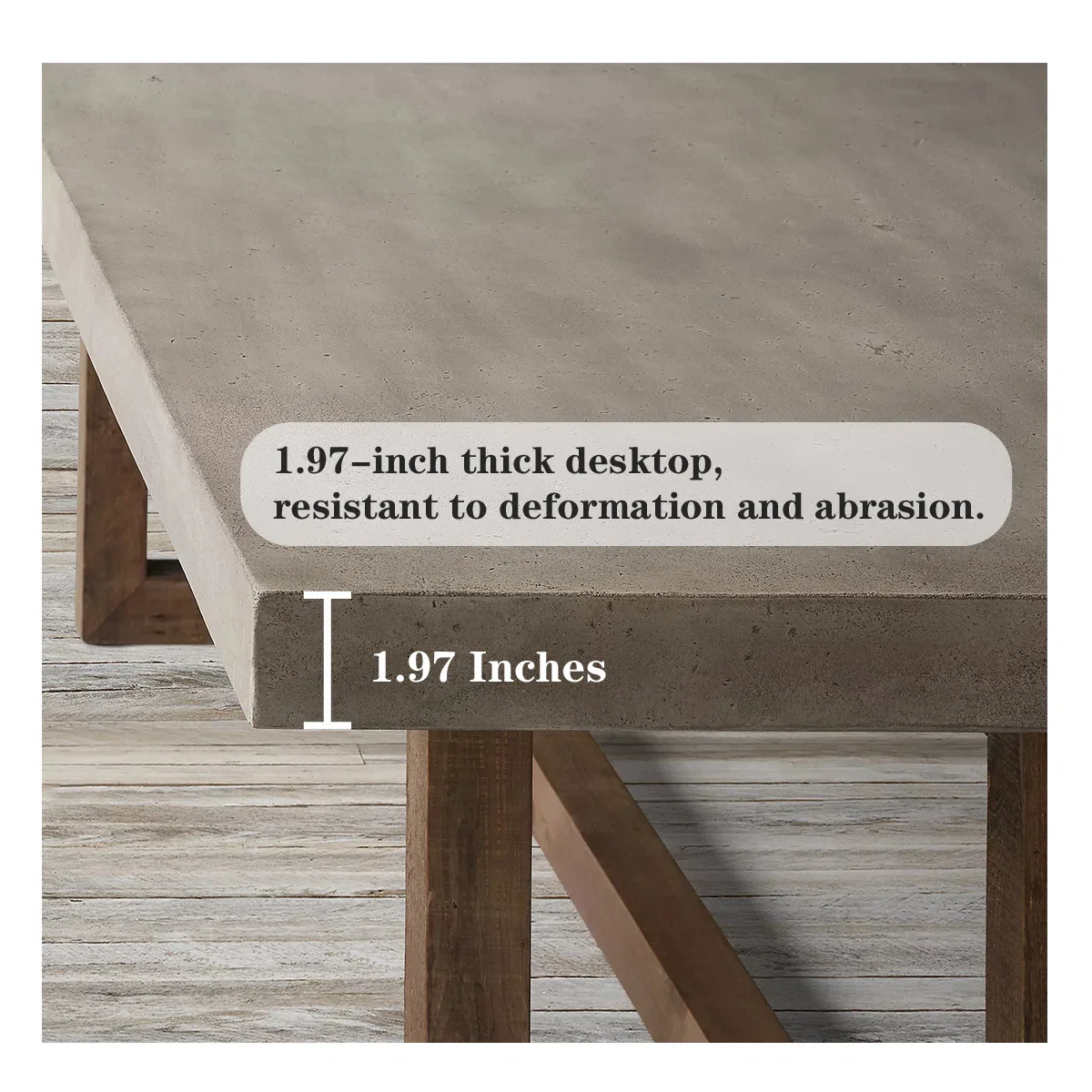 Retro Cement Gray Solid Wood Conference Table - TOP ONLY - - Image 2