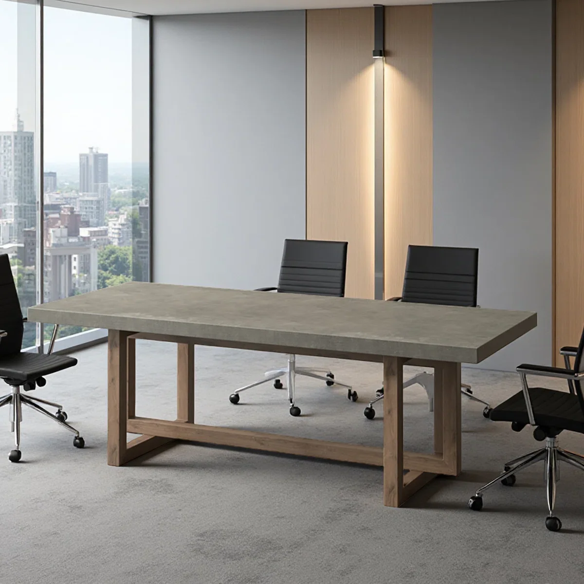 Retro Cement Gray Solid Wood Conference Table - TOP ONLY - - Image 3