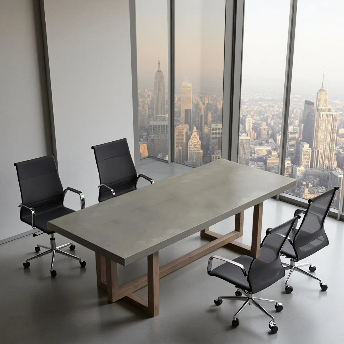 Retro Cement Gray Solid Wood Conference Table - TOP ONLY - - Image 6