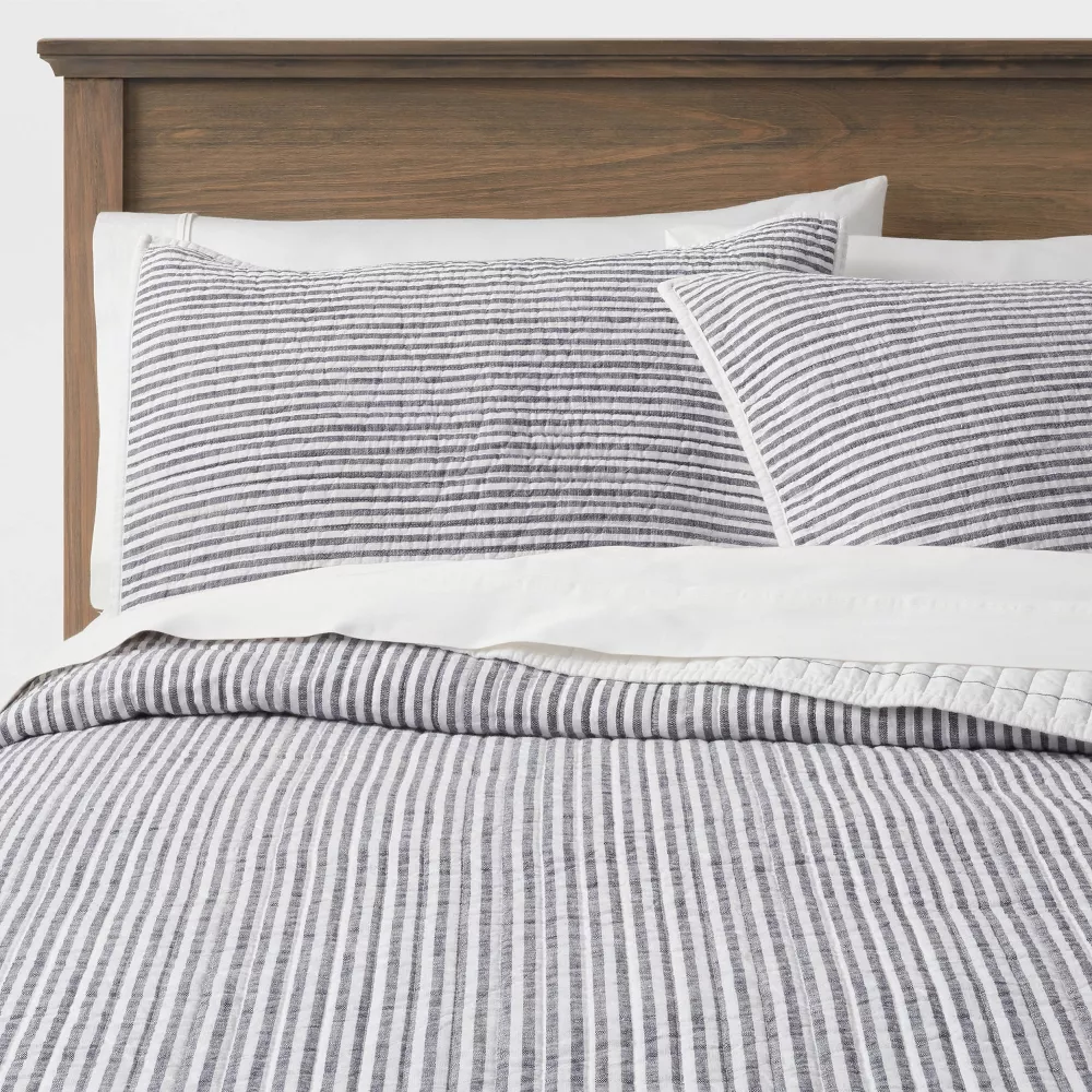 Reversible Cotton Stripe Quilt Sham - Standard - Image 4