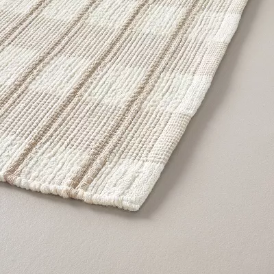 Rib Stripe Plaid Handmade Woven Area Rug Tan/Cream/Khaki - 5'x7' - Image 4