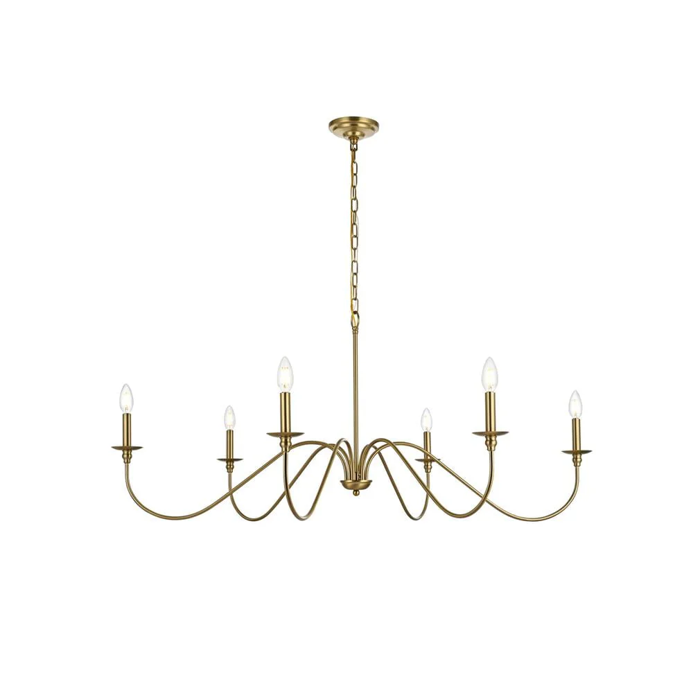 Rohan 6-Light Transitional Metal Chandelier in Satin Gold