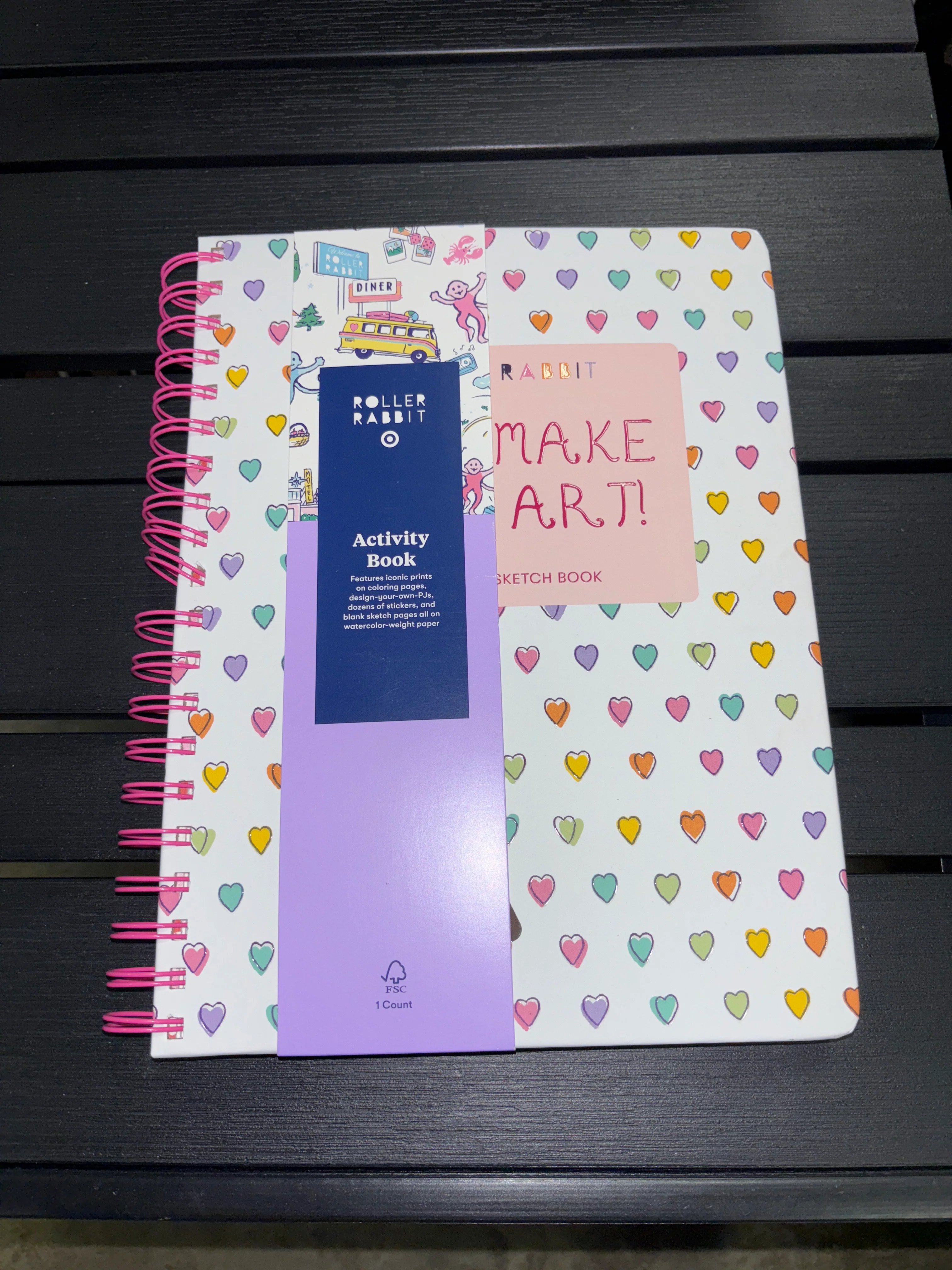 Roller Rabbit  90 Pg White Disco Hearts Wave Coloring & Sketch Book SHOWROOM ITEM - Image 2