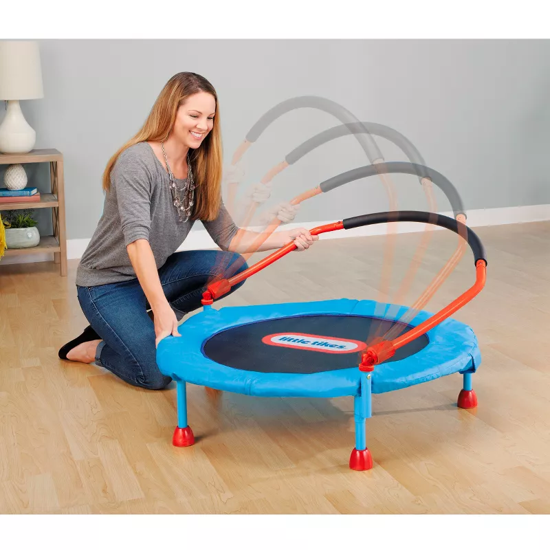 Round Easy Store Folding Trampoline - Blue/Black/Red, - Image 3