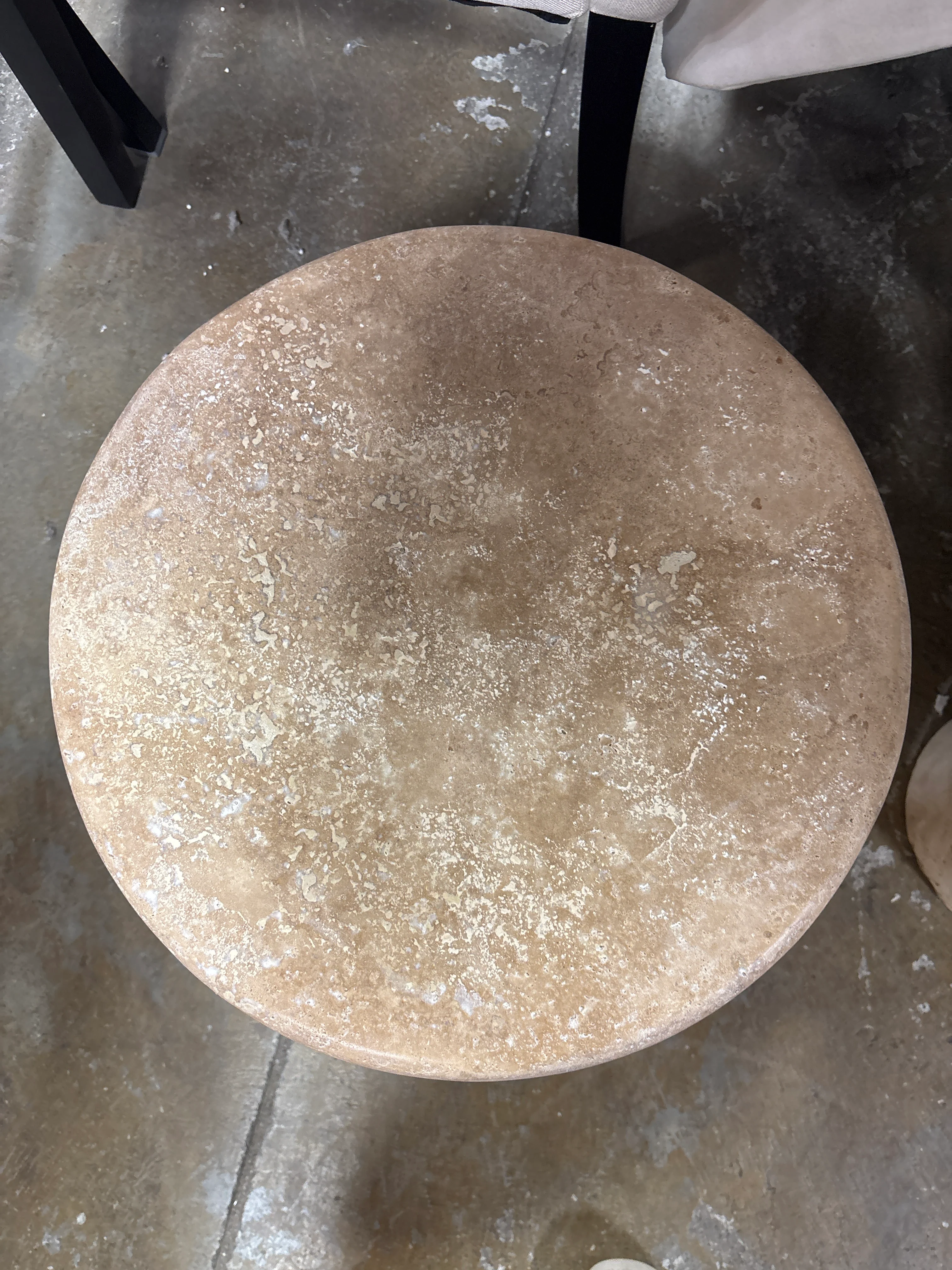 Round Travertine Accent Table SHOWROOM ITEM - Image 4