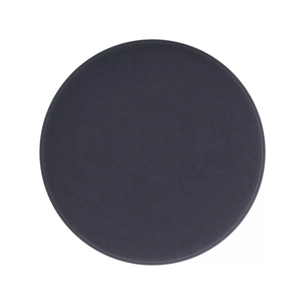 Round Upholstered Ottoman Blue Velvet - Image 4