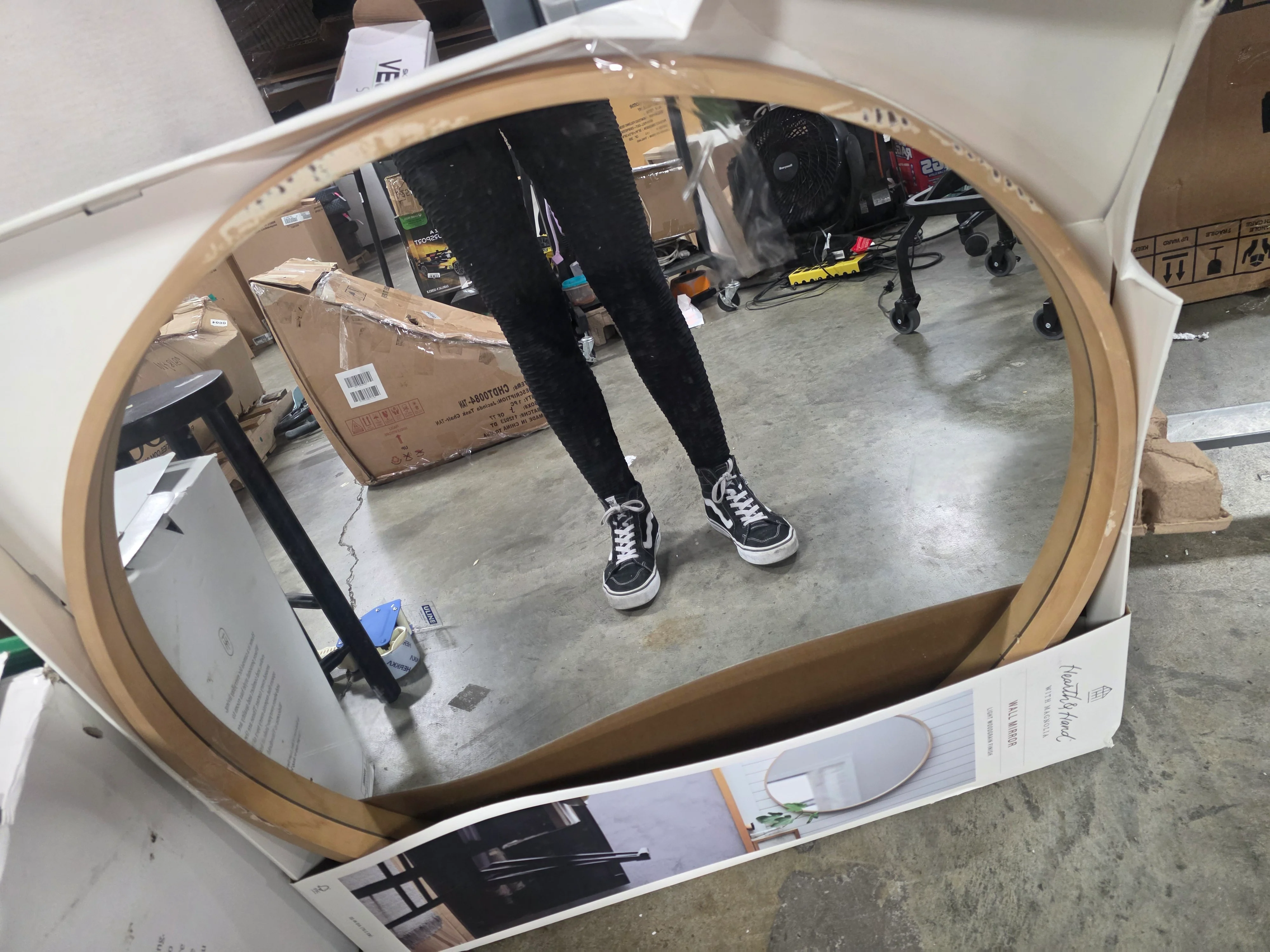 Round Wood Framed Wall Mirror - Image 4