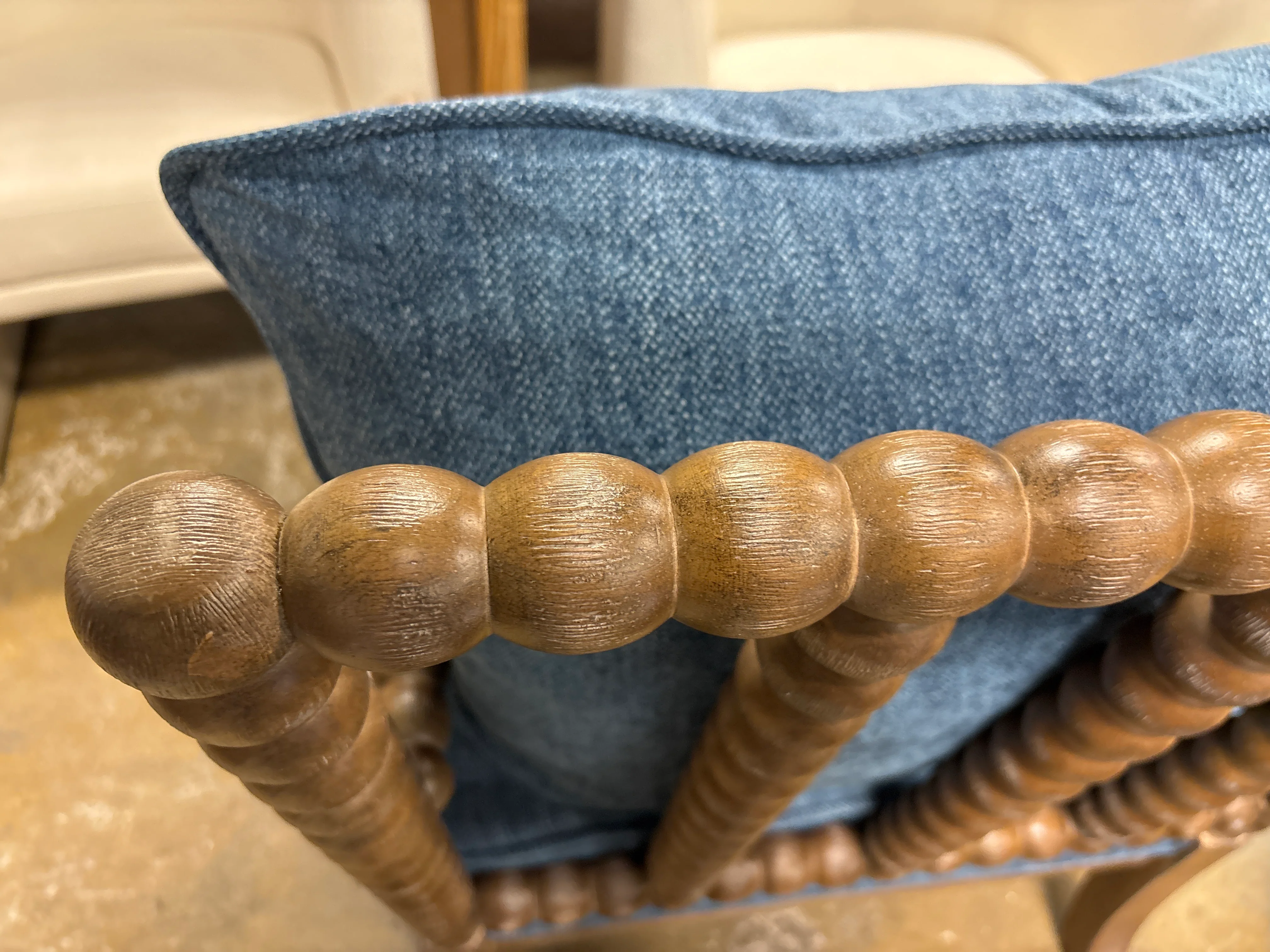 Royal Blue Velvet Upholstered Armchair Showroom Item - Image 5