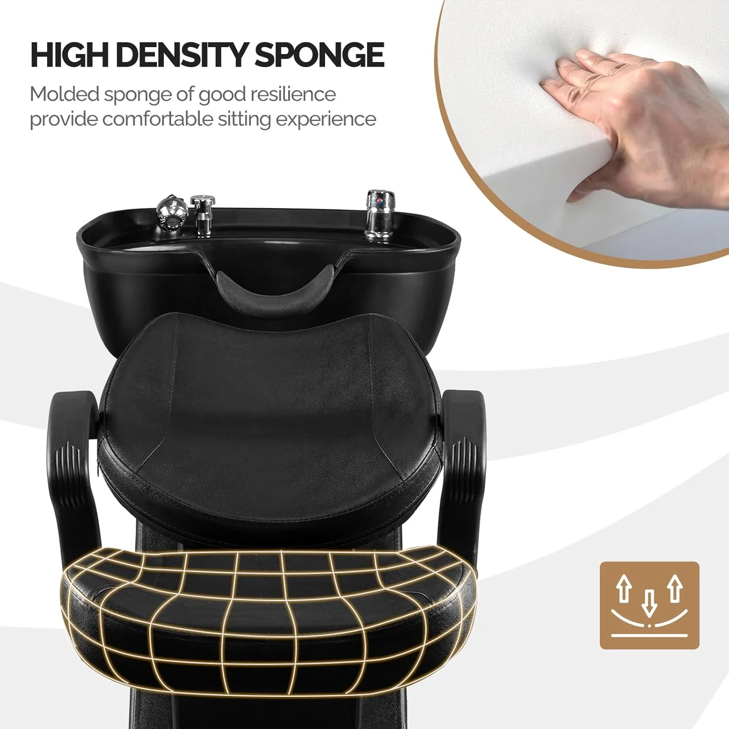 Salon Shampoo Bowl and Chair, Black - Image 3
