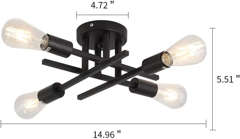 Semi Flush Mount 4 Light Ceiling Light Matte Black