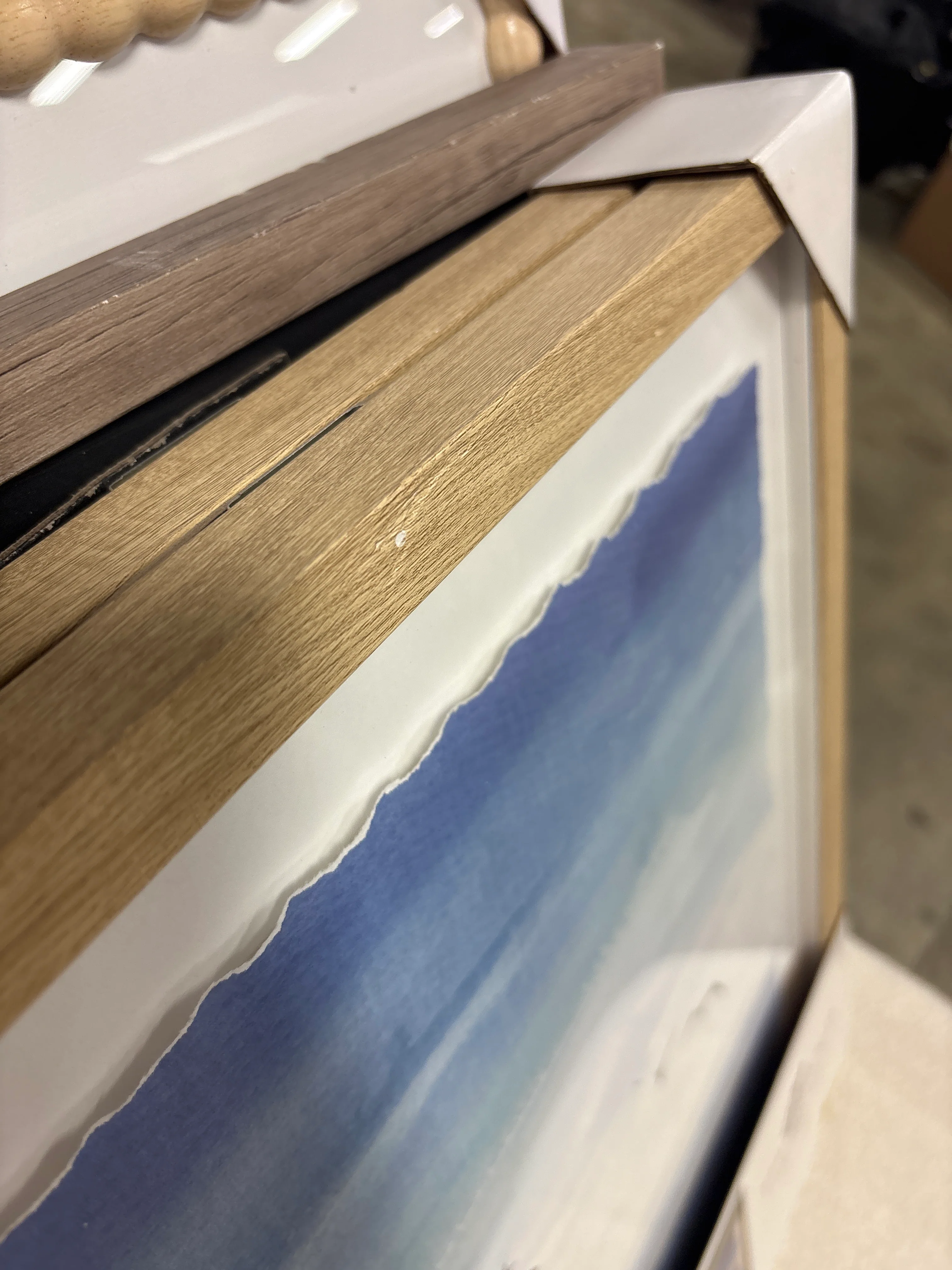 (Set of 2) 16"x20" Seascape Framed Art Natural Wood SHOWROOM ITEM - Image 3