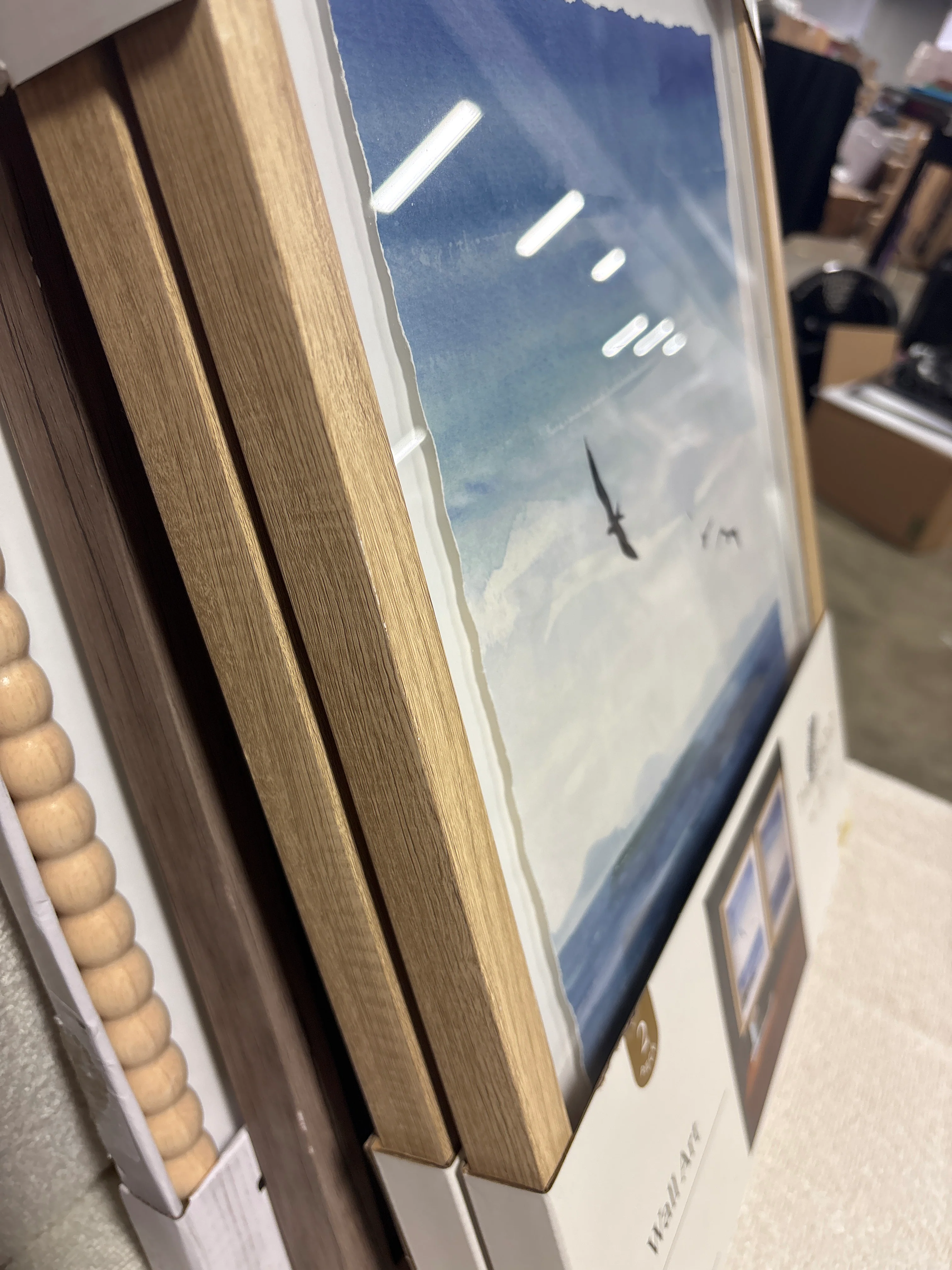 (Set of 2) 16"x20" Seascape Framed Art Natural Wood SHOWROOM ITEM - Image 4