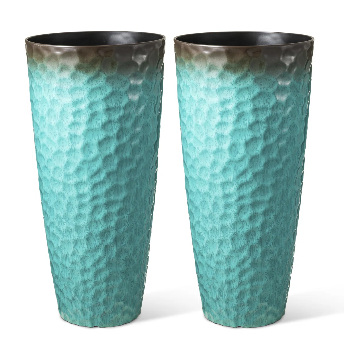 (Set of 2) 31" Oversized Honeycomb Textured Turquoise Tall Plastic SHOWROOM ITEM