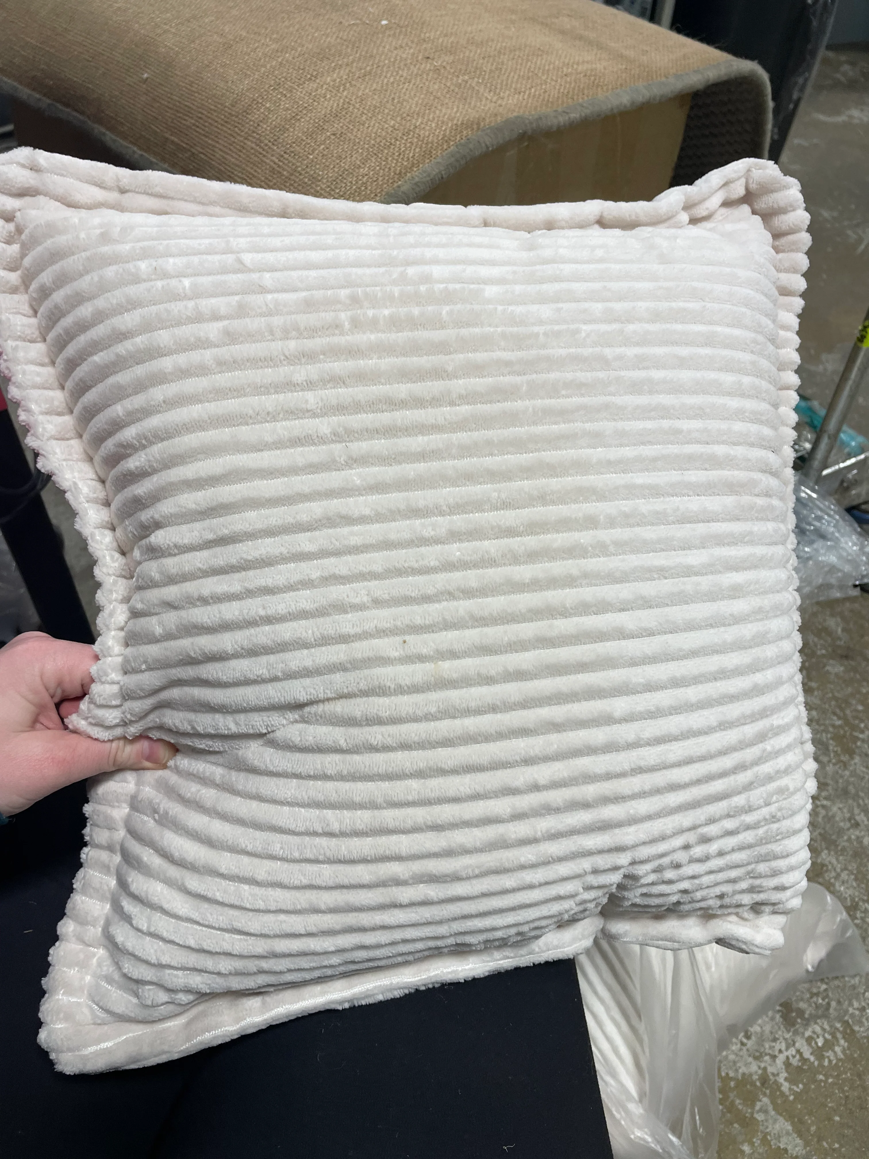 Set of 2 Modern Square Corduroy Accent Throw PillowBeige - Image 6